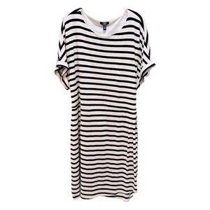 Chaps Crewneck Knit Dress Size 3X Black and White NWT NEW!